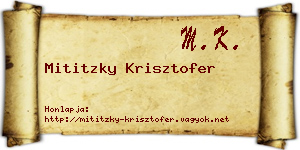 Mititzky Krisztofer névjegykártya